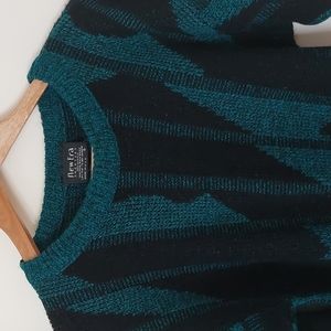 Teal and Black Vintage Retro Sweater